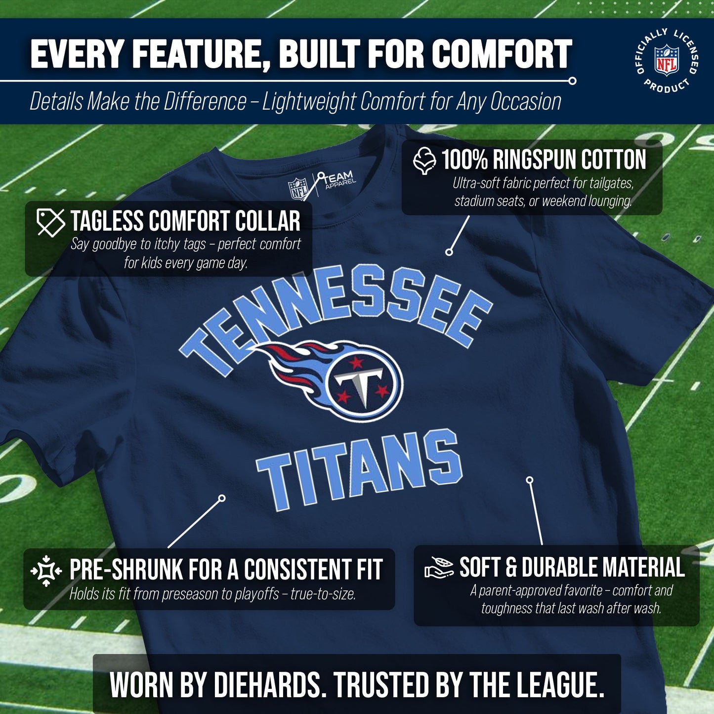 Tennessee Titans NFL Youth Gameday Football T-Shirt - Navy