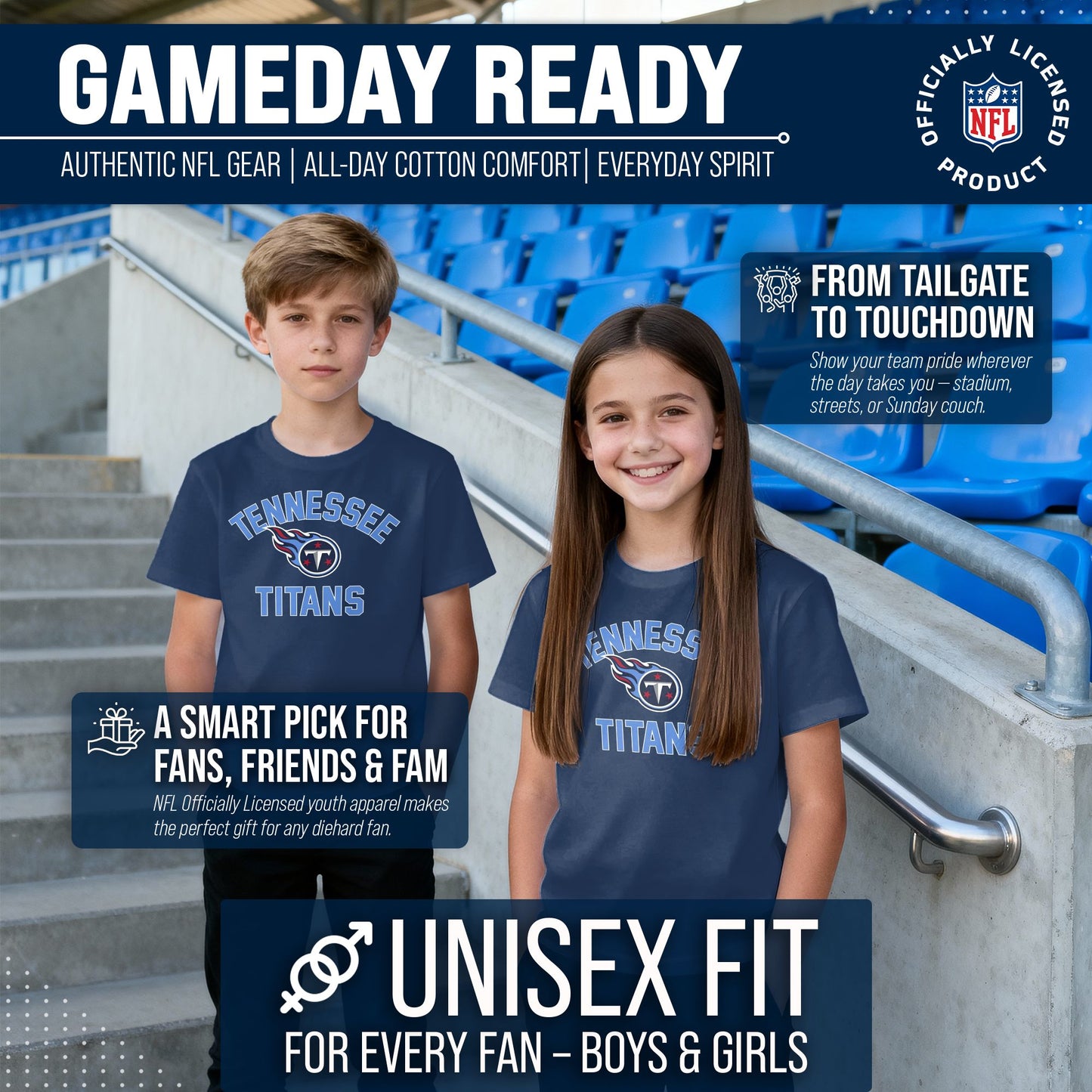 Tennessee Titans NFL Youth Gameday Football T-Shirt - Navy