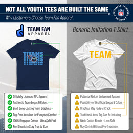 Tennessee Titans NFL Youth Repeating Logo Football T-Shirt Unisex Tag Free Comfortable - Navy