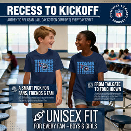 Tennessee Titans NFL Youth Repeating Logo Football T-Shirt Unisex Tag Free Comfortable - Navy