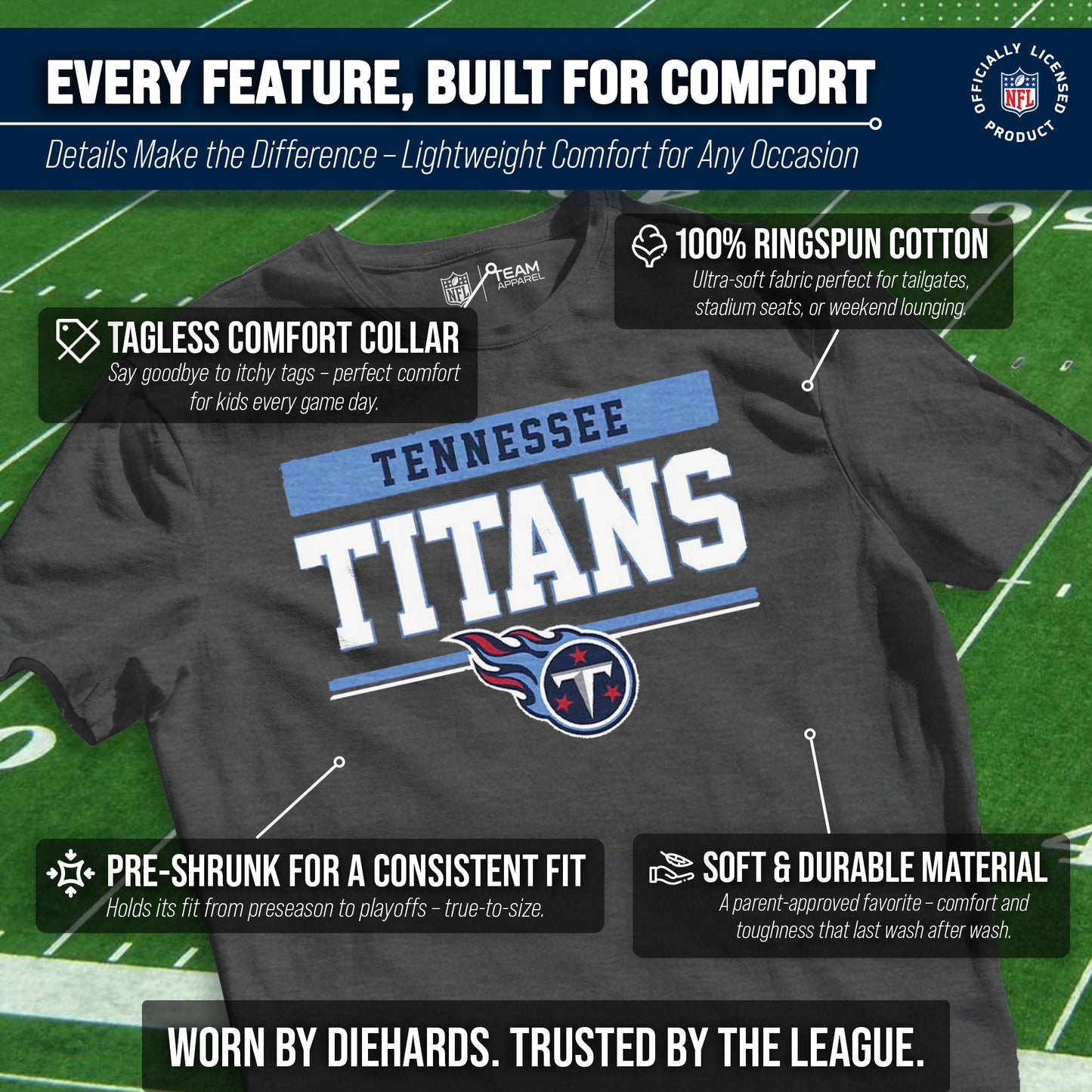 Tennessee Titans NFL Youth Short Sleeve Charcoal T Shirt - Charcoal