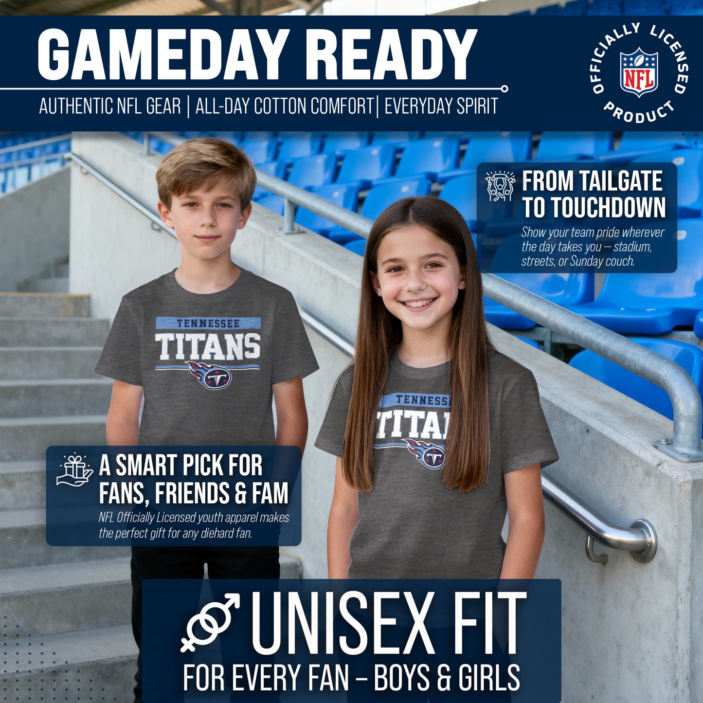 Tennessee Titans NFL Youth Short Sleeve Charcoal T Shirt - Charcoal