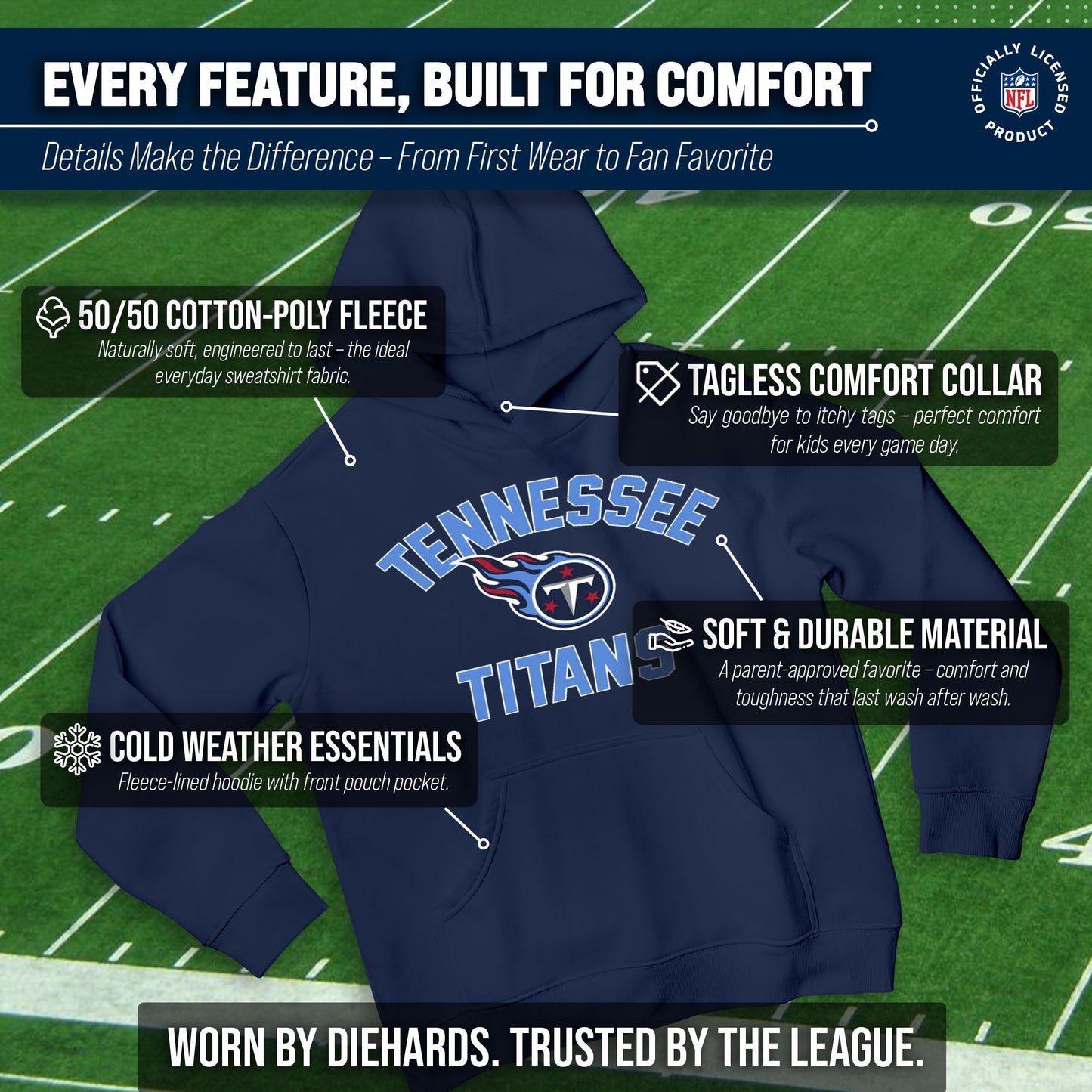 Tennessee Titans NFL Youth Gameday Hooded Sweatshirt - Navy