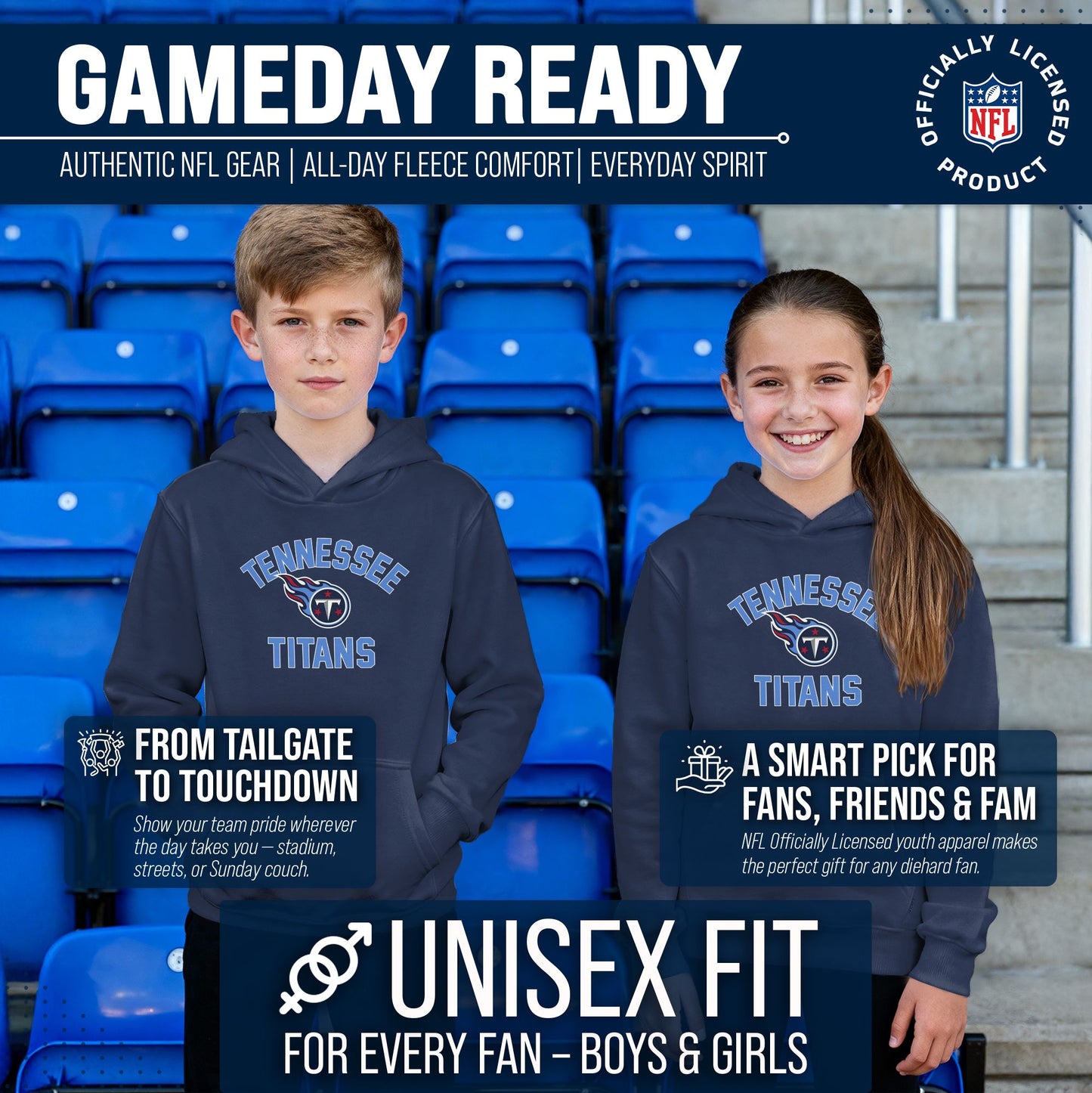 Tennessee Titans NFL Youth Gameday Hooded Sweatshirt - Navy