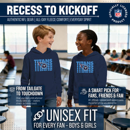 Tennessee Titans NFL Youth Repeating Logo Football Fleece Hooded Sweatshirt - Navy