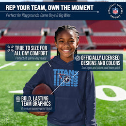 Tennessee Titans NFL Youth Repeating Logo Football Fleece Hooded Sweatshirt - Navy