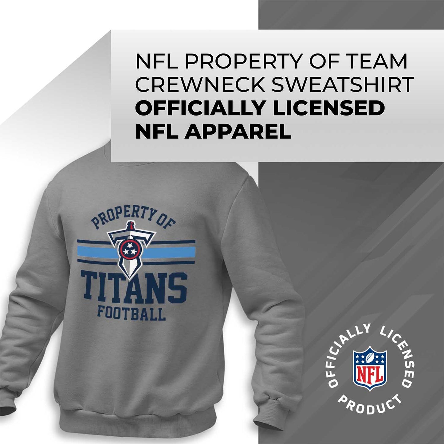 Tennessee Titans NFL Adult Property Of Crewneck Fleece Sweatshirt - Sport Gray