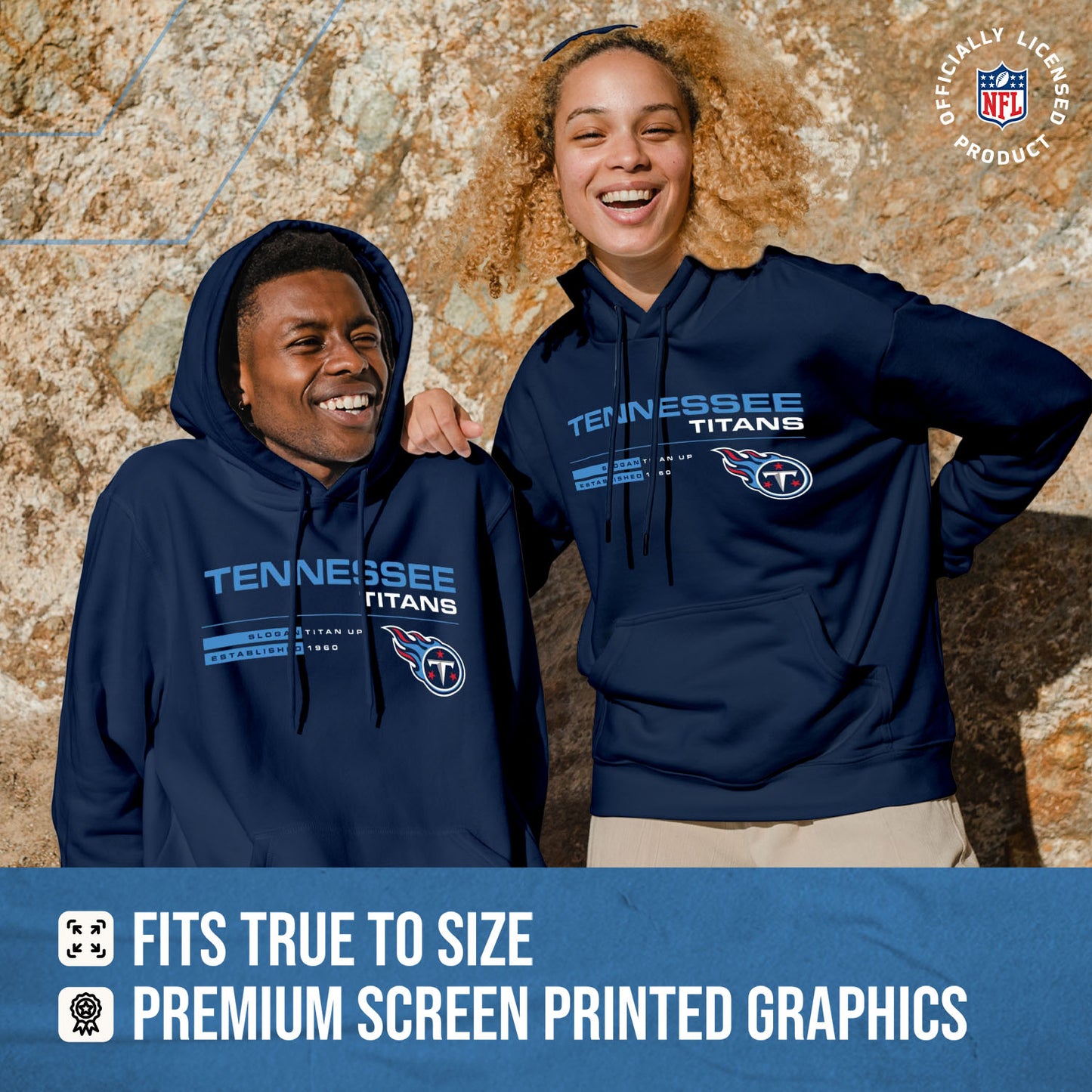 Tennessee Titans Adult NFL Speed Stat Sheet Fleece Hooded Sweatshirt - Navy
