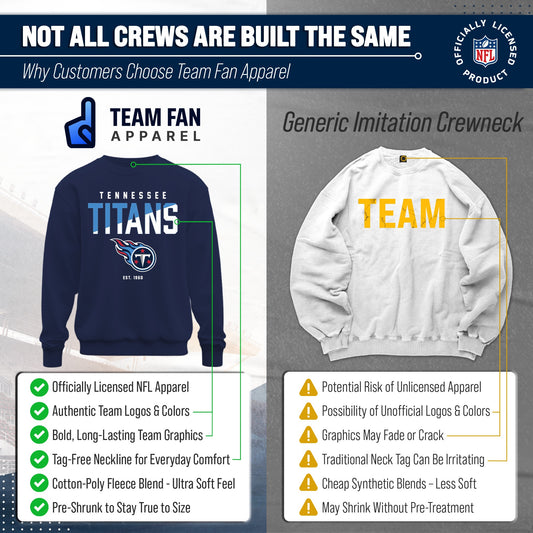Tennessee Titans Adult NFL Diagonal Fade Color Block Crewneck Sweatshirt - Navy