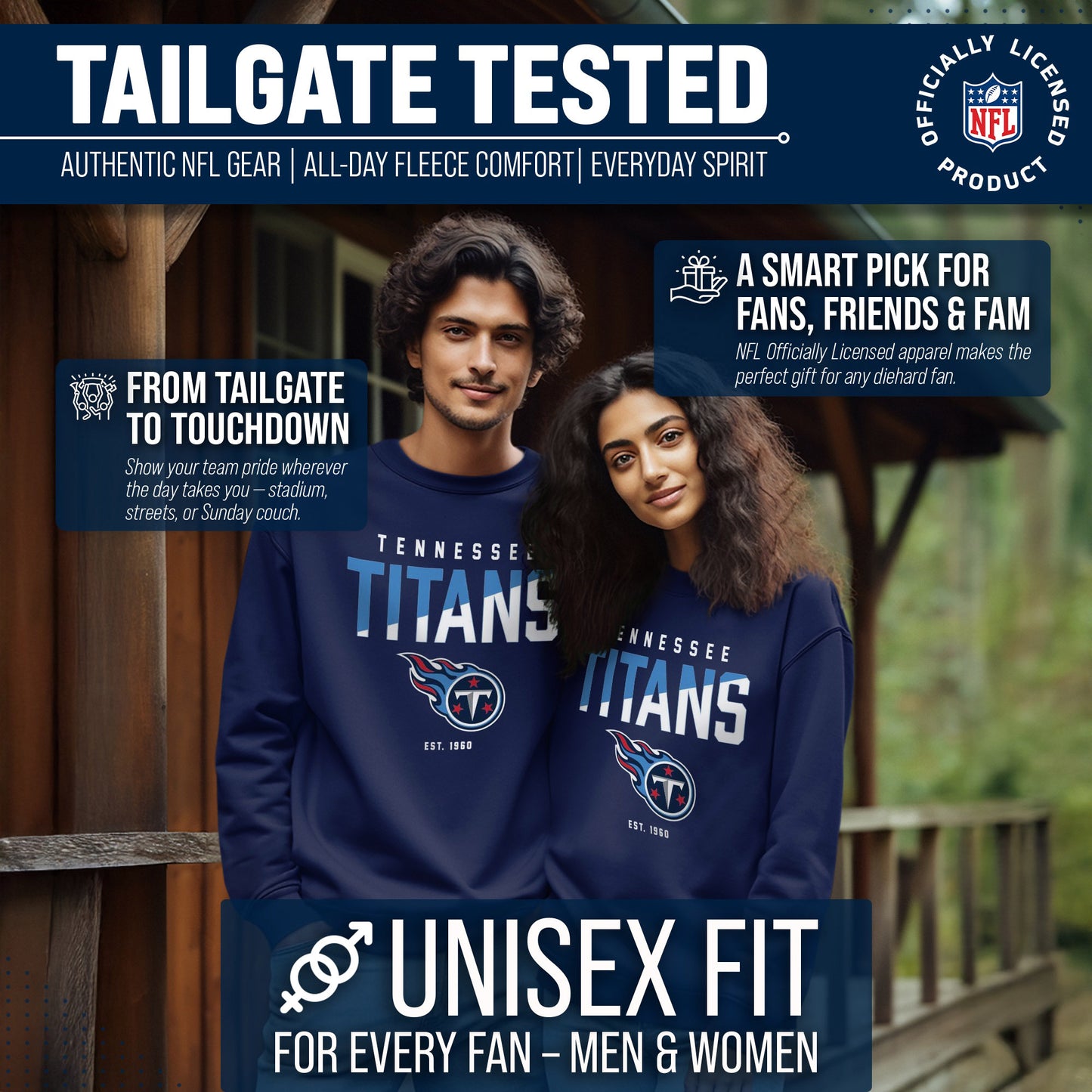 Tennessee Titans Adult NFL Diagonal Fade Color Block Crewneck Sweatshirt - Navy