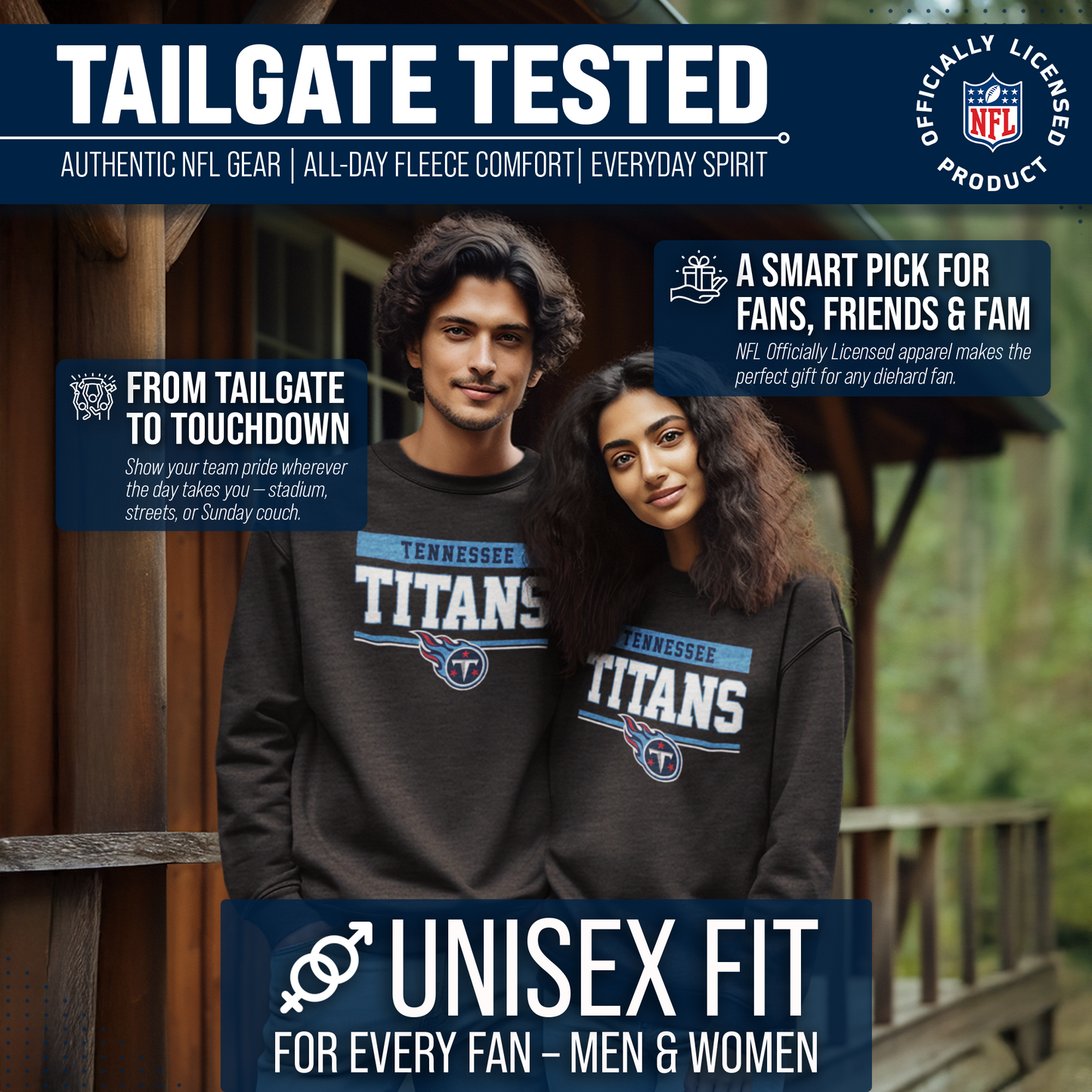Tennessee Titans NFL Adult Long Sleeve Team Block Charcoal Crewneck Sweatshirt - Charcoal
