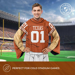 Texas Longhorns NCAA Team Wearable Blanket with Sleeves - Texas Orange