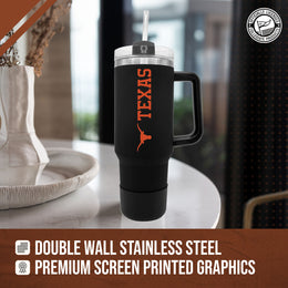 Texas Longhorns College & University 40 oz Travel Tumbler With Handle - Black