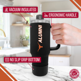 Texas Longhorns Collegiate 40oz Stainless Steel Travel Tumbler with Handle for Alumni - Black
