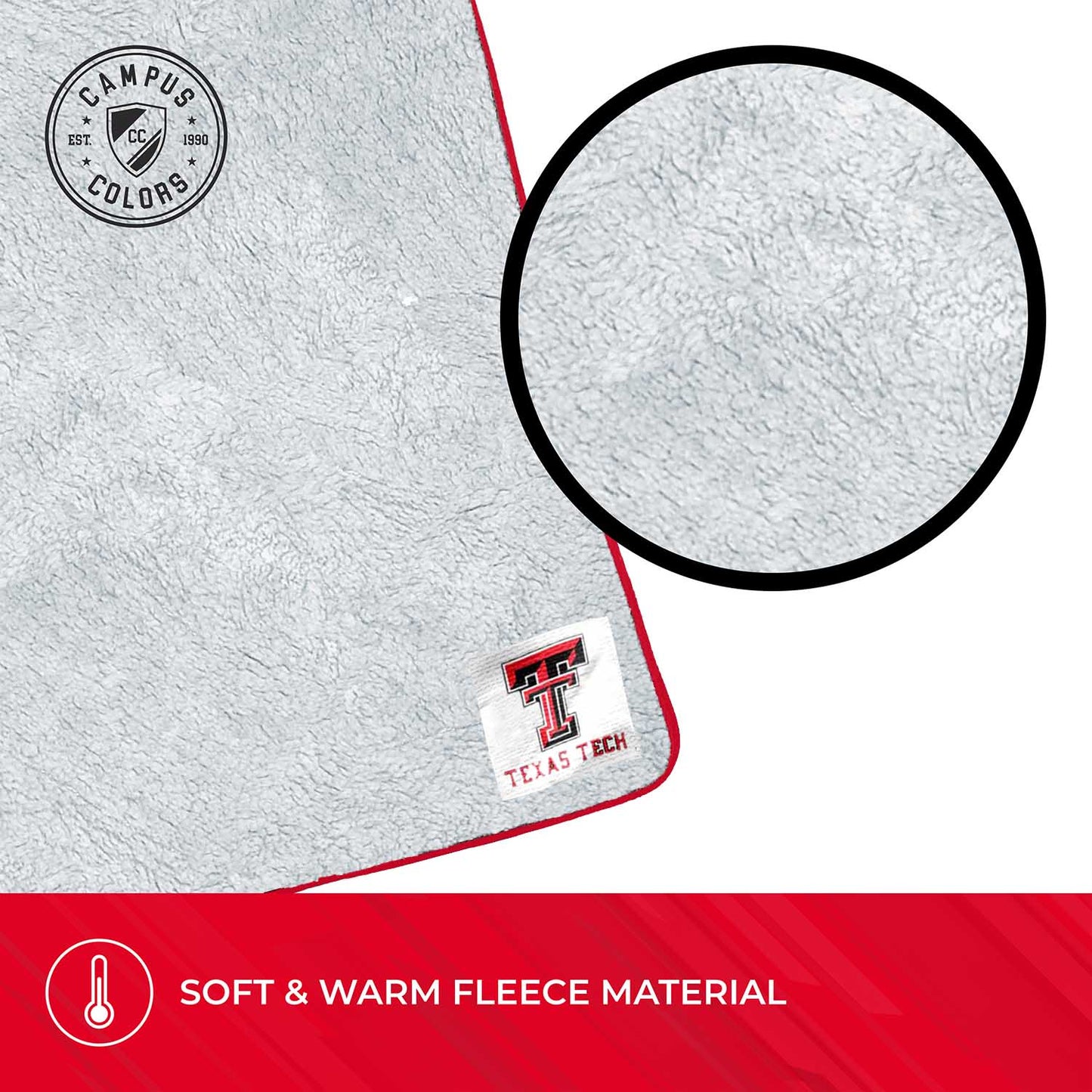 Texas Tech Red Raiders NCAA Silk Sherpa College Throw Blanket - Black