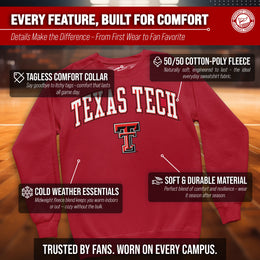 Texas Tech Red Raiders Adult Arch & Logo Soft Style Gameday Crewneck Sweatshirt - Red