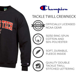 Texas Tech Red Raiders Adult Tackle Twill Crewneck - Black