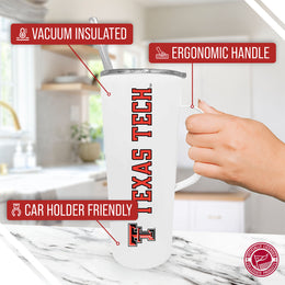 Texas Tech Red Raiders NCAA Stainless Steel 20oz Roadie With Handle & Dual Option Lid With Straw - White