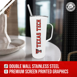Texas Tech Red Raiders NCAA Stainless Steel 20oz Roadie With Handle & Dual Option Lid With Straw - White