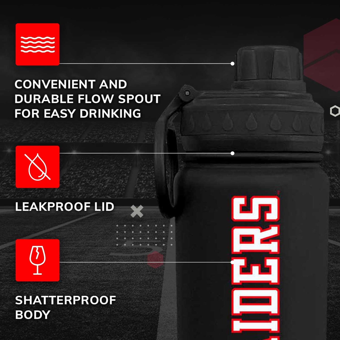 Texas Tech Red Raiders NCAA Stainless Steel Water Bottle - Black