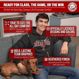 Texas Tech Red Raiders NCAA Adult Unisex Starting Fresh Heathered Hooded Fleece Sweatshirt - Black Heather