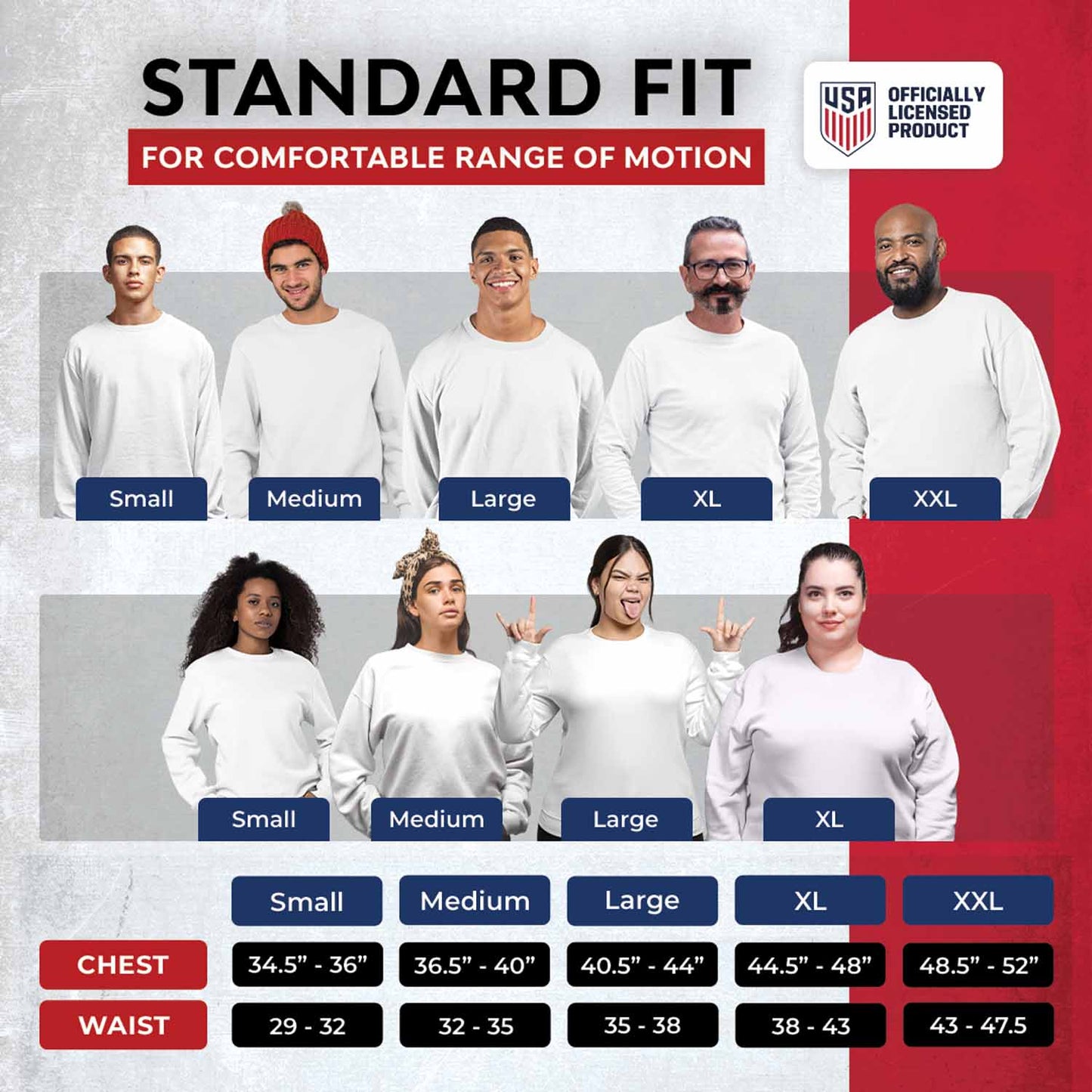 USA National Team The Victory Officially Licensed Unisex Adult US National Soccer Team One Nation One Team Slogan Crewneck Sweatshirt - Navy