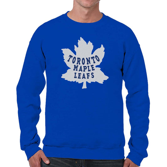 Toronto Maple Leafs Adult NHL Retro Logo Hockey Fleece Crewneck Sweatshirt - Royal Heather
