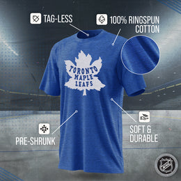 Toronto Maple Leafs NHL Adult Retro Logo Tag-Less T-Shirt - Royal Heather