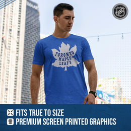 Toronto Maple Leafs NHL Adult Retro Logo Tag-Less T-Shirt - Royal Heather