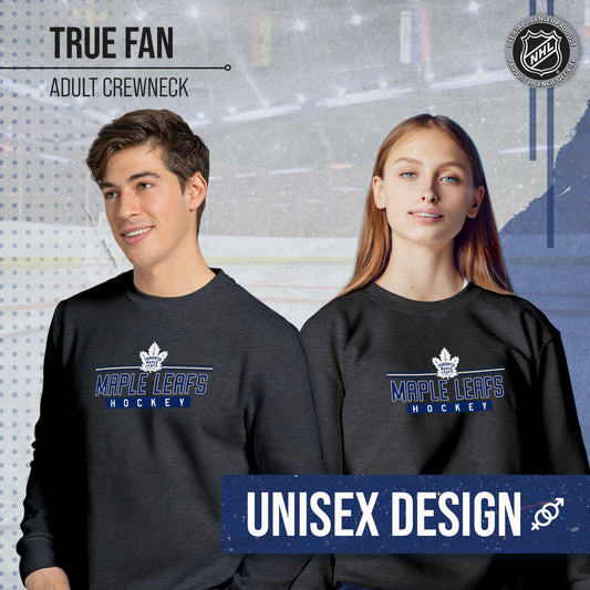Toronto Maple Leafs NHL Charcoal True Fan Crewneck Sweatshirt - Charcoal