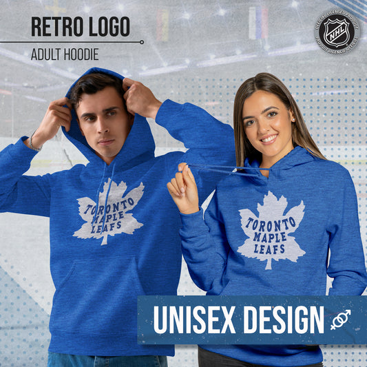 Toronto Maple Leafs Adult NHL Retro Logo Hockey Fleece Hooded Sweatshirt - Royal Heather