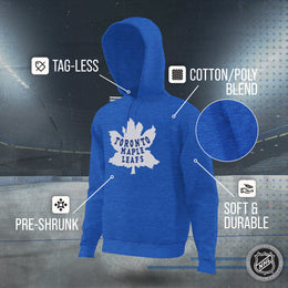 Toronto Maple Leafs Adult NHL Retro Logo Hockey Fleece Hooded Sweatshirt - Royal Heather