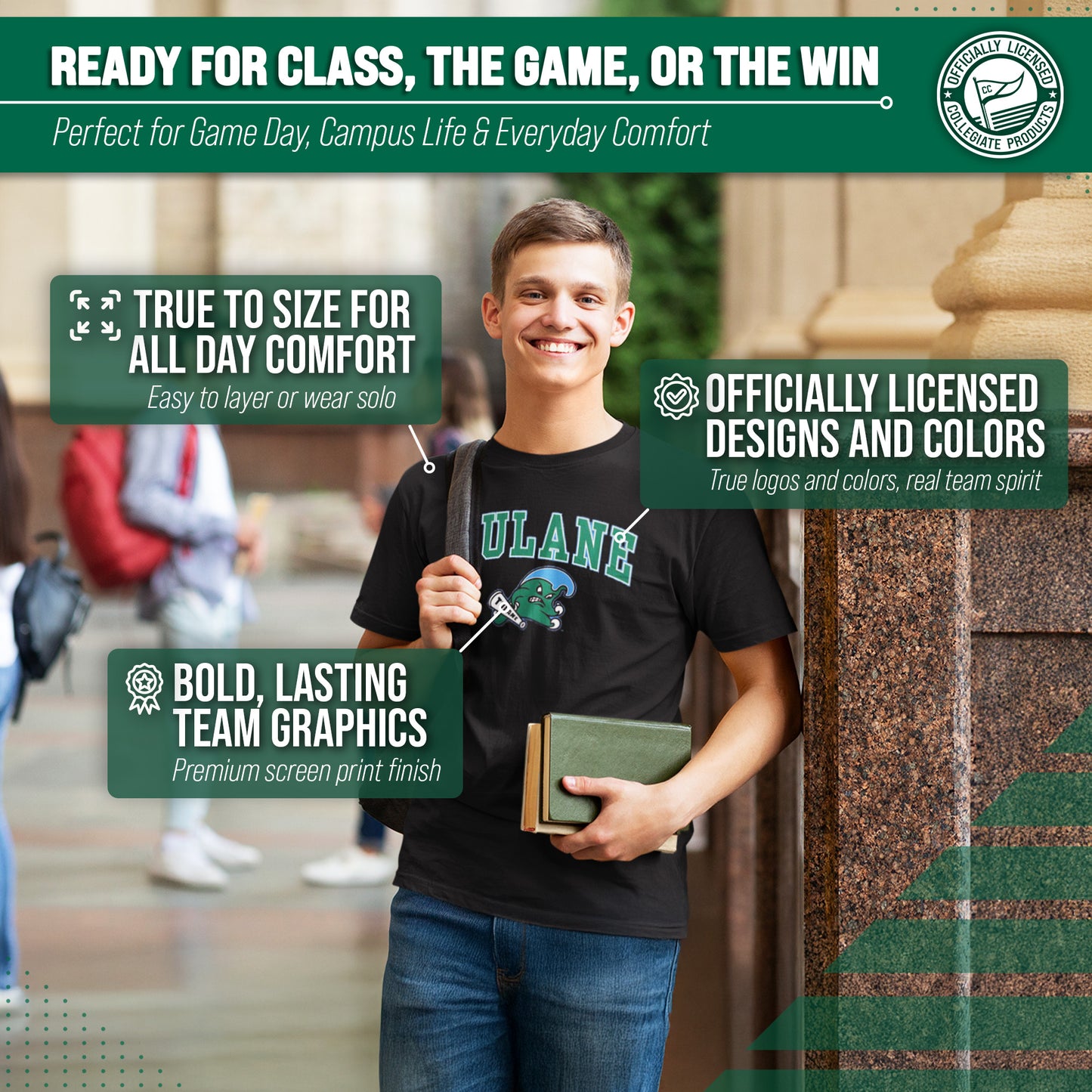 Tulane Green Wave NCAA Adult Gameday Cotton T-Shirt - Black