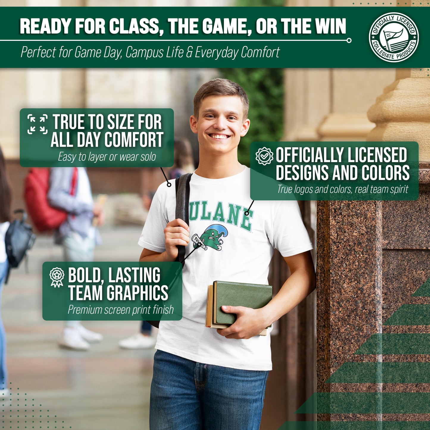Tulane Green Wave NCAA Adult Gameday Cotton T-Shirt - White