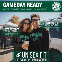Tulane Green Wave Adult Arch & Logo Soft Style Gameday Crewneck Sweatshirt - Black