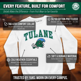 Tulane Green Wave Adult Arch & Logo Soft Style Gameday Crewneck Sweatshirt - White