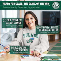 Tulane Green Wave Adult Arch & Logo Soft Style Gameday Crewneck Sweatshirt - White