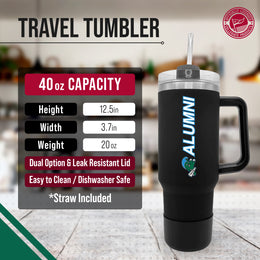 Tulane Green Wave Collegiate 40oz Stainless Steel Travel Tumbler with Handle for Alumni - Black