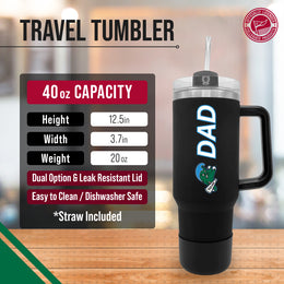 Tulane Green Wave Collegiate 40oz Stainless Steel Travel Tumbler with Handle for Dad - Black