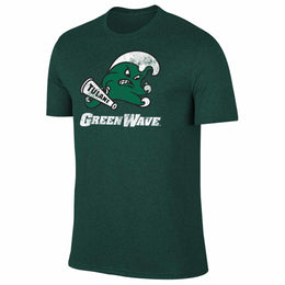 Tulane Green Wave Adult MVP Heathered Cotton Blend T-Shirt - Green