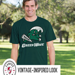 Tulane Green Wave Adult MVP Heathered Cotton Blend T-Shirt - Green