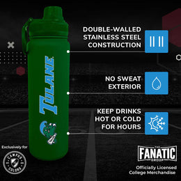 Tulane Green Wave NCAA Stainless Steel Water Bottle - Green