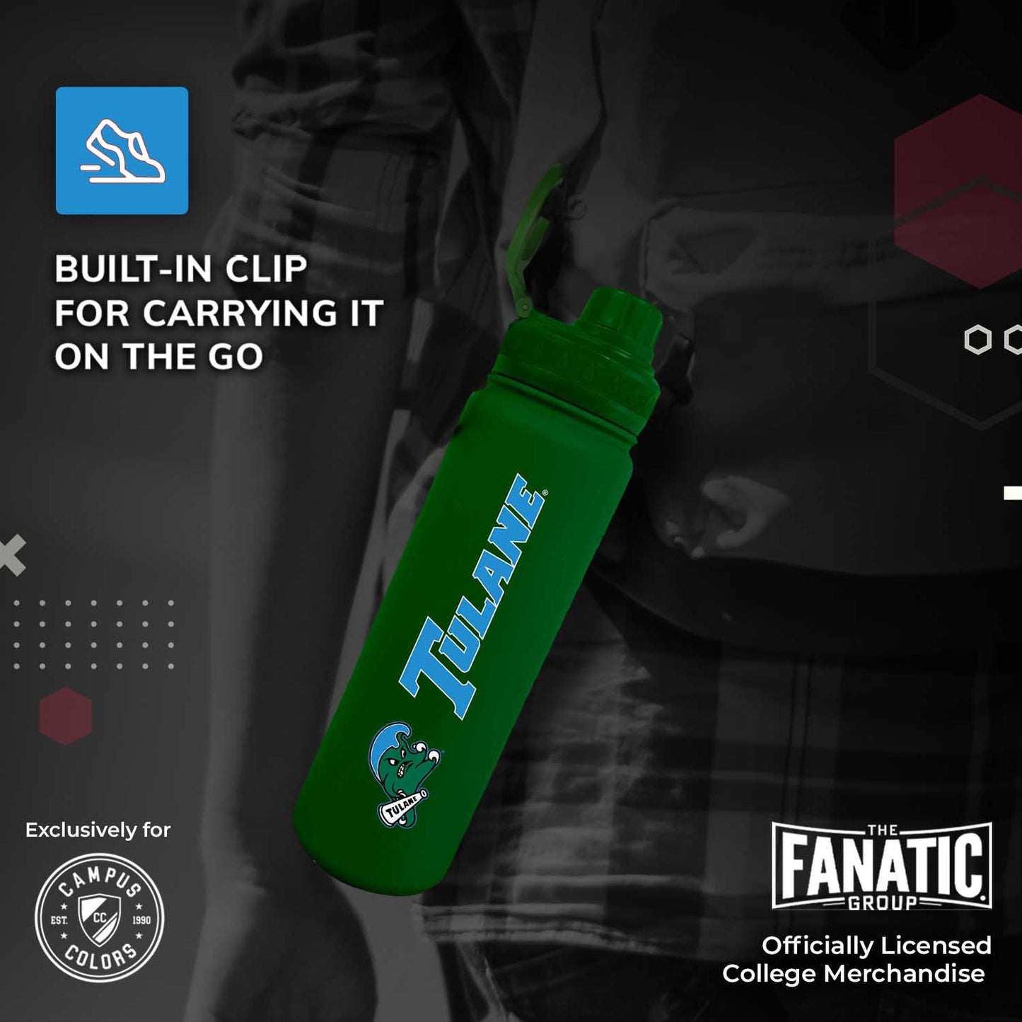 Tulane Green Wave NCAA Stainless Steel Water Bottle - Green
