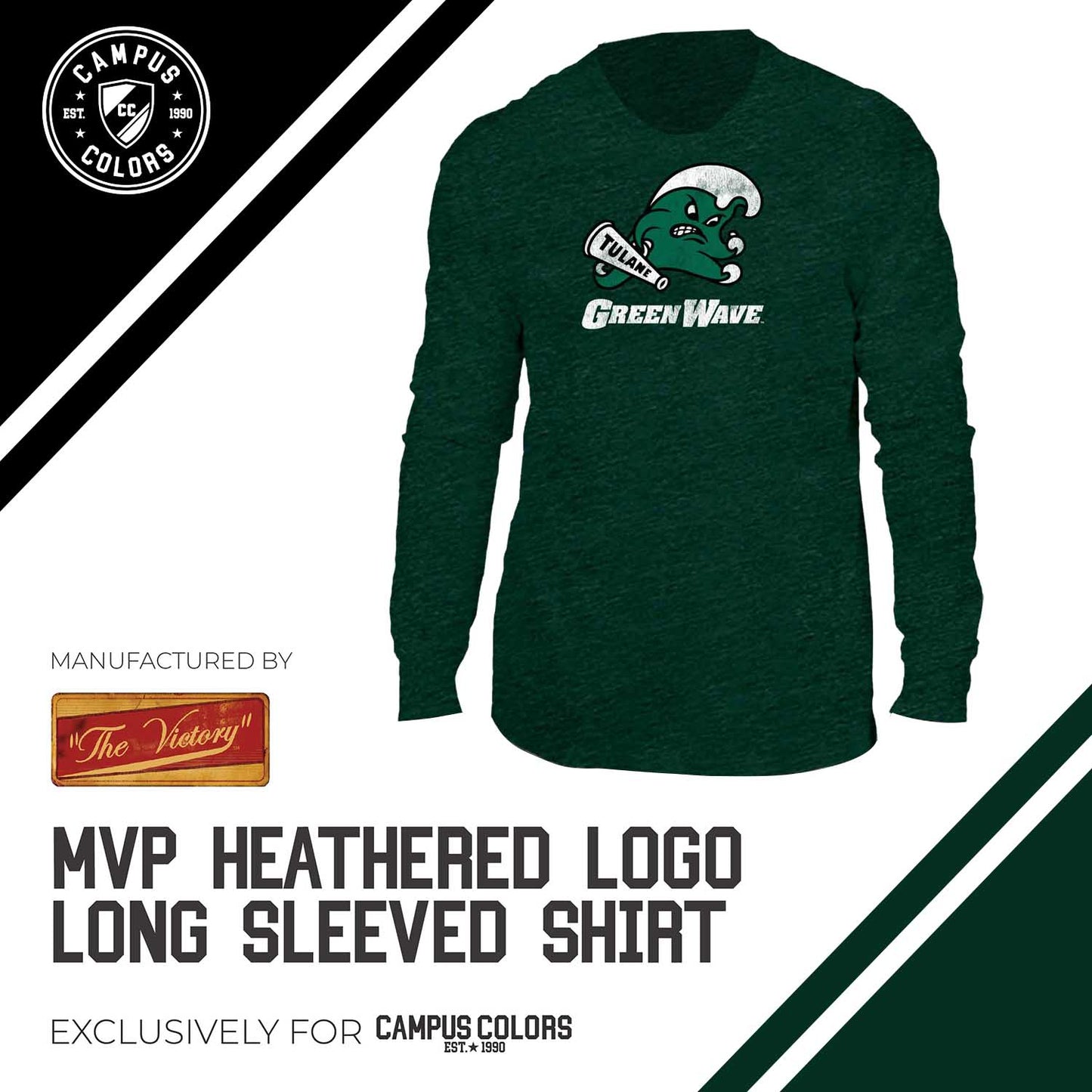Tulane Green Wave NCAA MVP Adult Long-Sleeve Shirt - Green