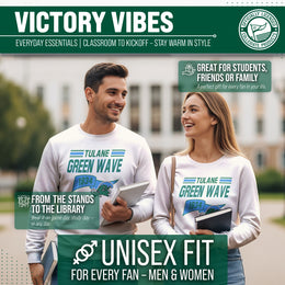 Tulane Green Wave NCAA Adult Unisex Varsity Club Pennant Crewneck Fleece Sweatshirt - Off White
