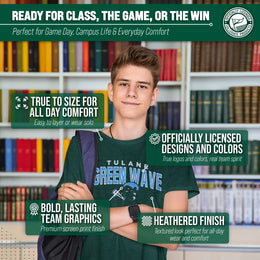 Tulane Green Wave NCAA Adult Unisex Starting Fresh T-Shirt - Forest Green Heather