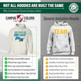 Tulane Green Wave NCAA Adult Unisex Varsity Club Pennant Hooded Fleece Sweatshirt - Off White