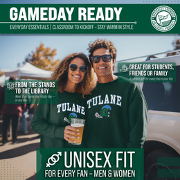 Tulane Green Wave Adult Arch & Logo Soft Style Gameday Crewneck Sweatshirt - Green