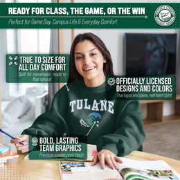 Tulane Green Wave Adult Arch & Logo Soft Style Gameday Crewneck Sweatshirt - Green