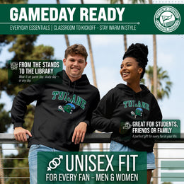 Tulane Green Wave Adult Arch & Logo Soft Style Gameday Hooded Sweatshirt - Black